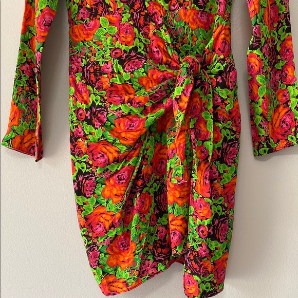 Zara Red and Green Bodycon Cocktail Zipper Side Dress Size M - Picture 3 of 6